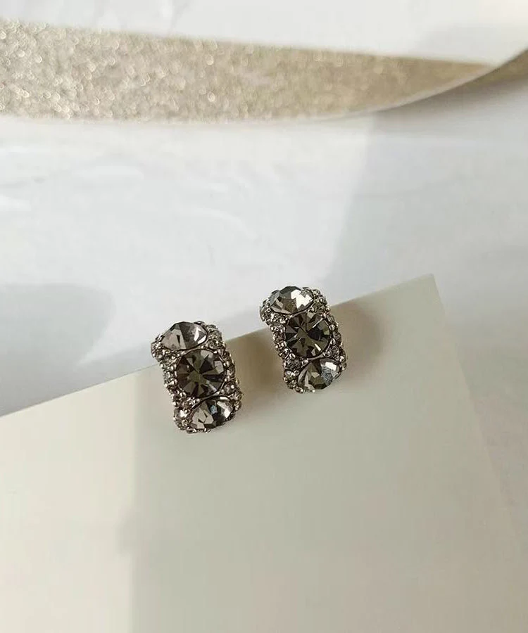 Brief White Sterling Silver Zircon Hoop Earrings - Image 2