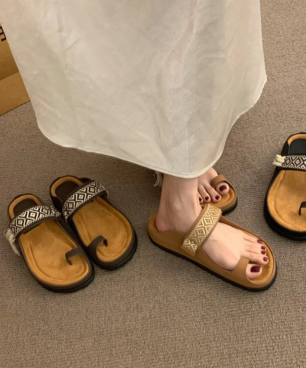 Brown Faux Leather Soft Toed Slippers For Summer 2026 - Image 4