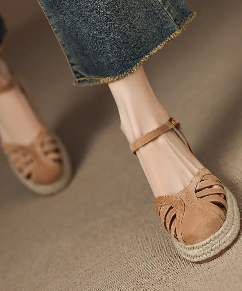 Brown Sandals Hollow Out Wedge Sandals - Image 3