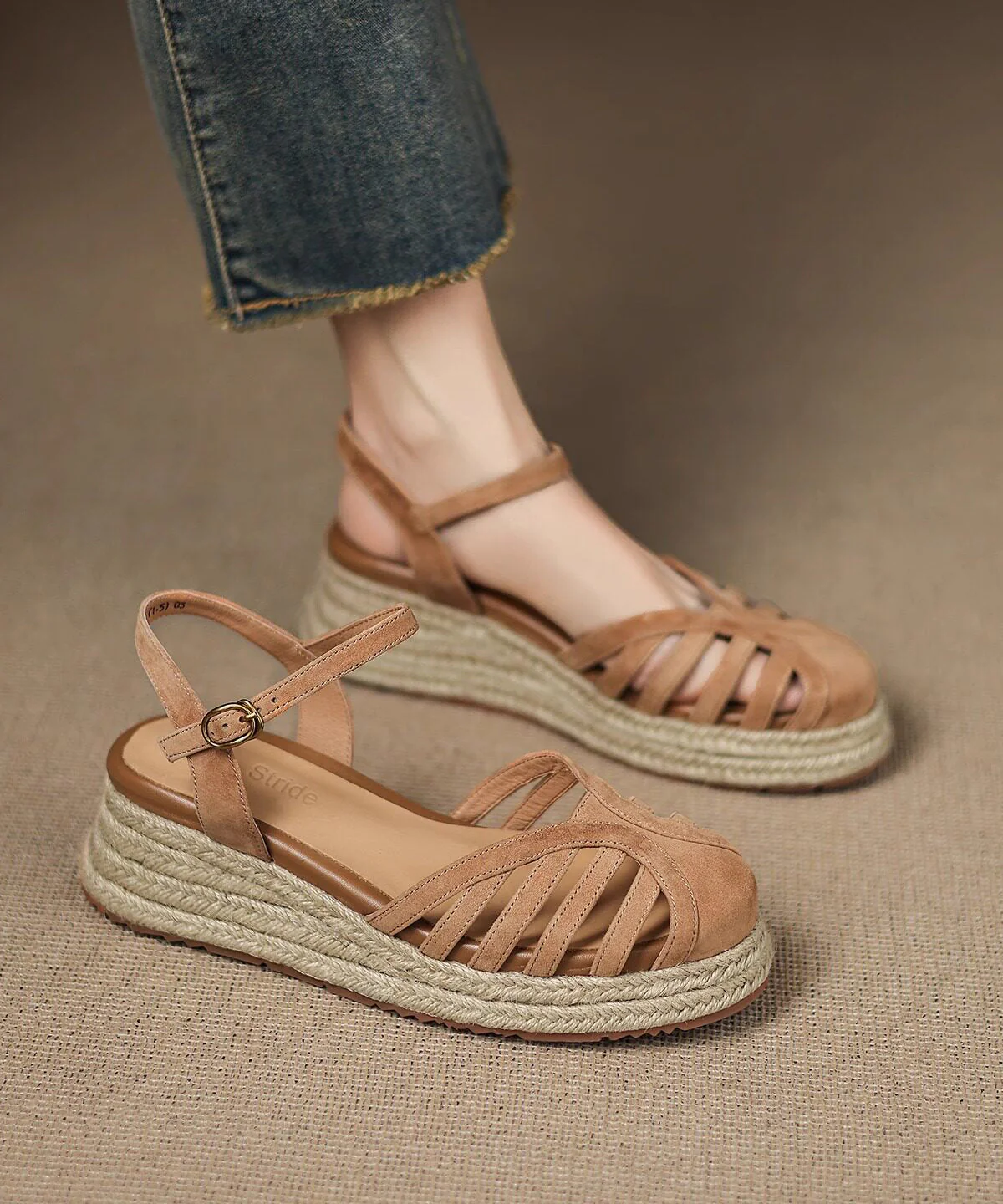 Brown Sandals Hollow Out Wedge Sandals - Image 4