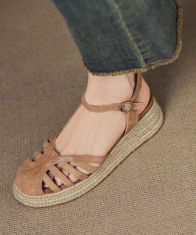 Brown Sandals Hollow Out Wedge Sandals - Image 5