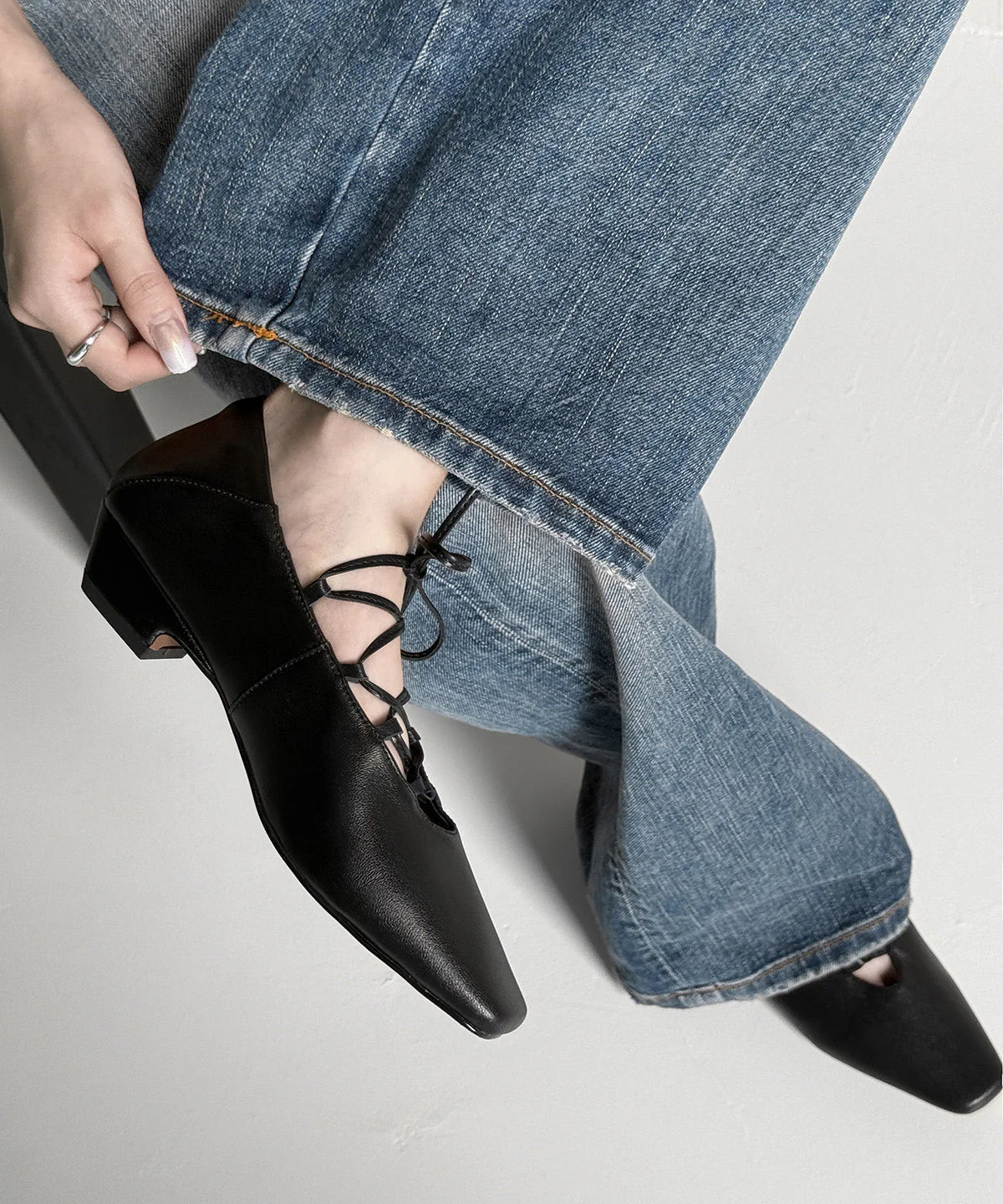 Brown Suede Cross Strap Splicing French Chunky Shoes - Image 4