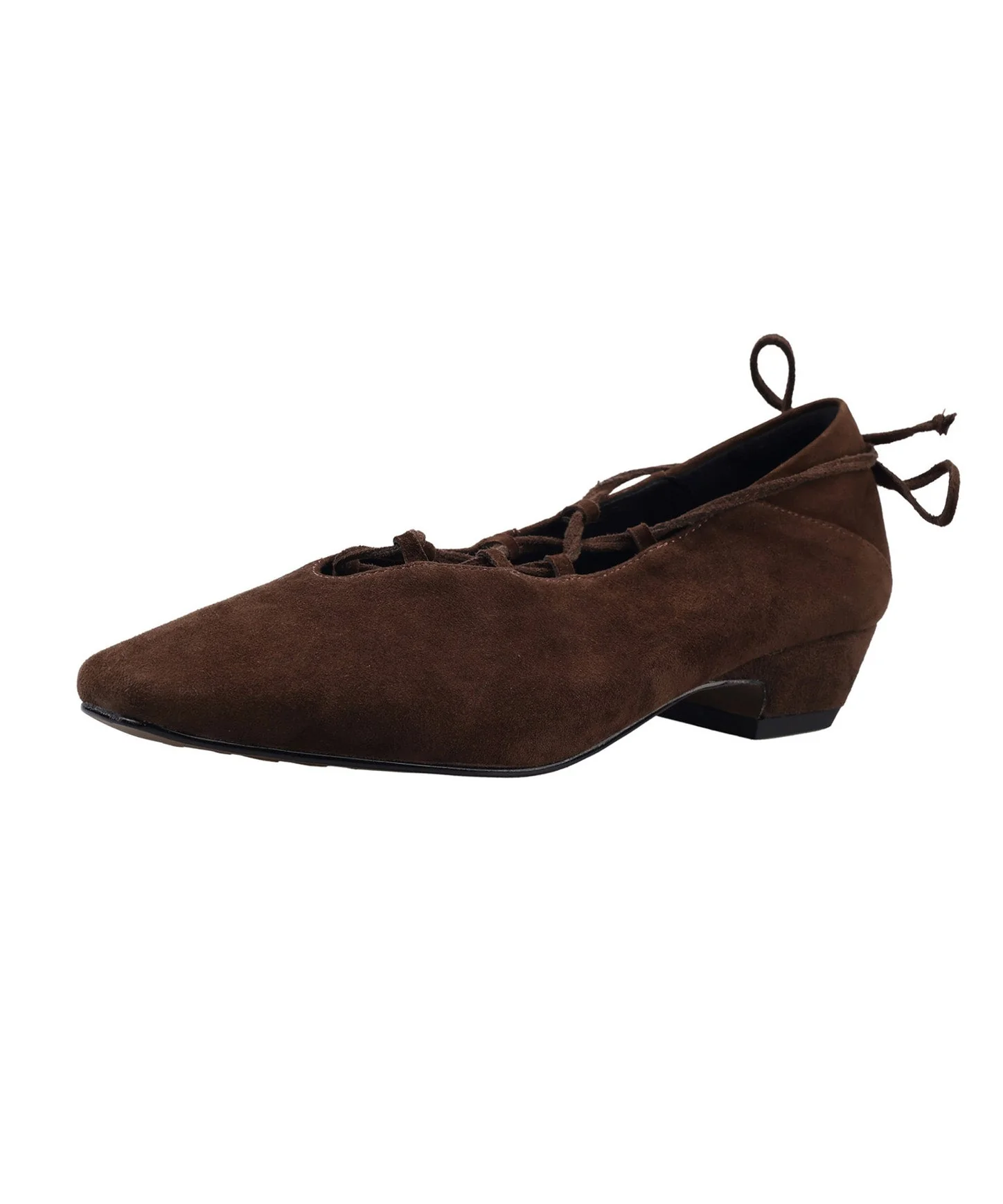 Brown Suede Cross Strap Splicing French Chunky Shoes - Image 5