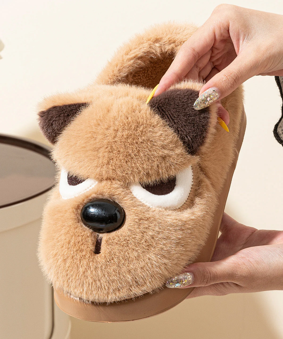 Brown Women Splicing Cartoon Fuzzy Fur Flat Feet Shoes - Image 5