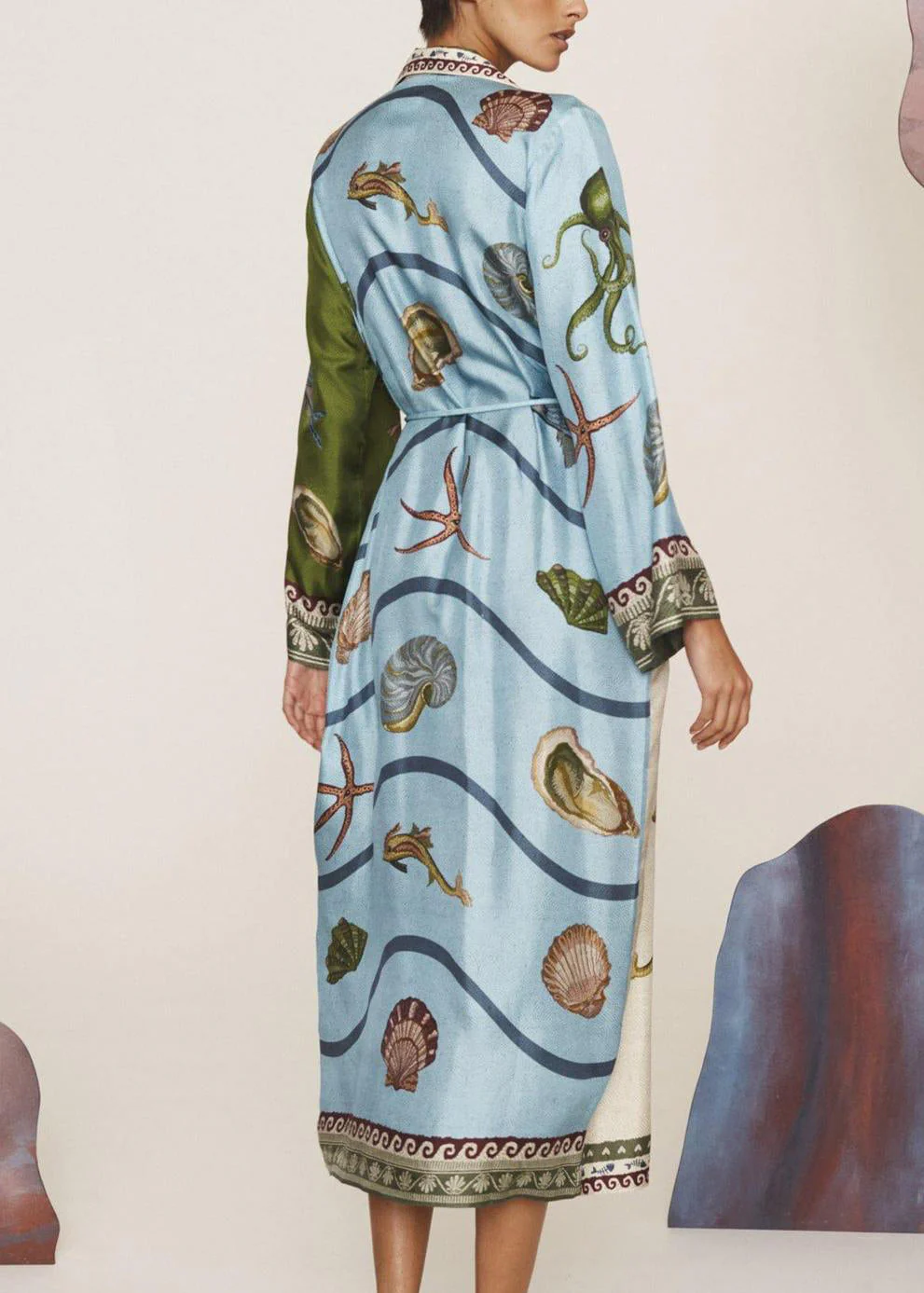 Casual Apricot Peter Pan Collar Print Button Long Shirts Dress Fall - Image 4