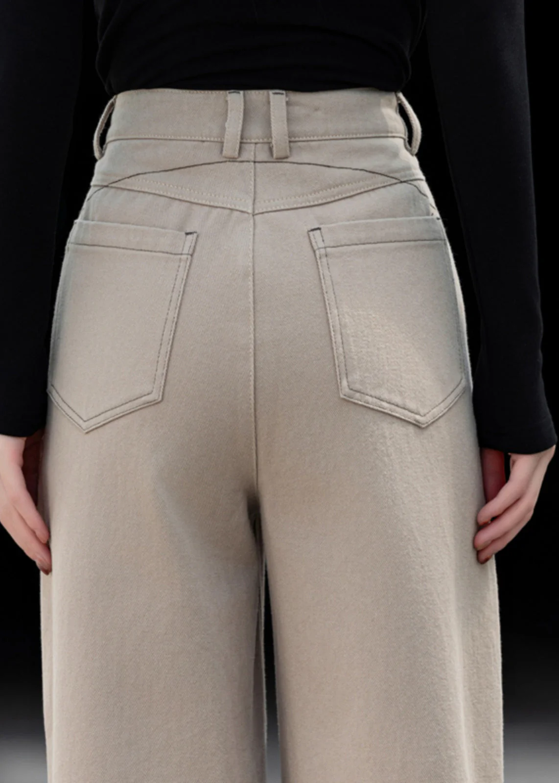 Casual Beige Oversized Pockets Cotton Pants Spring - Image 5