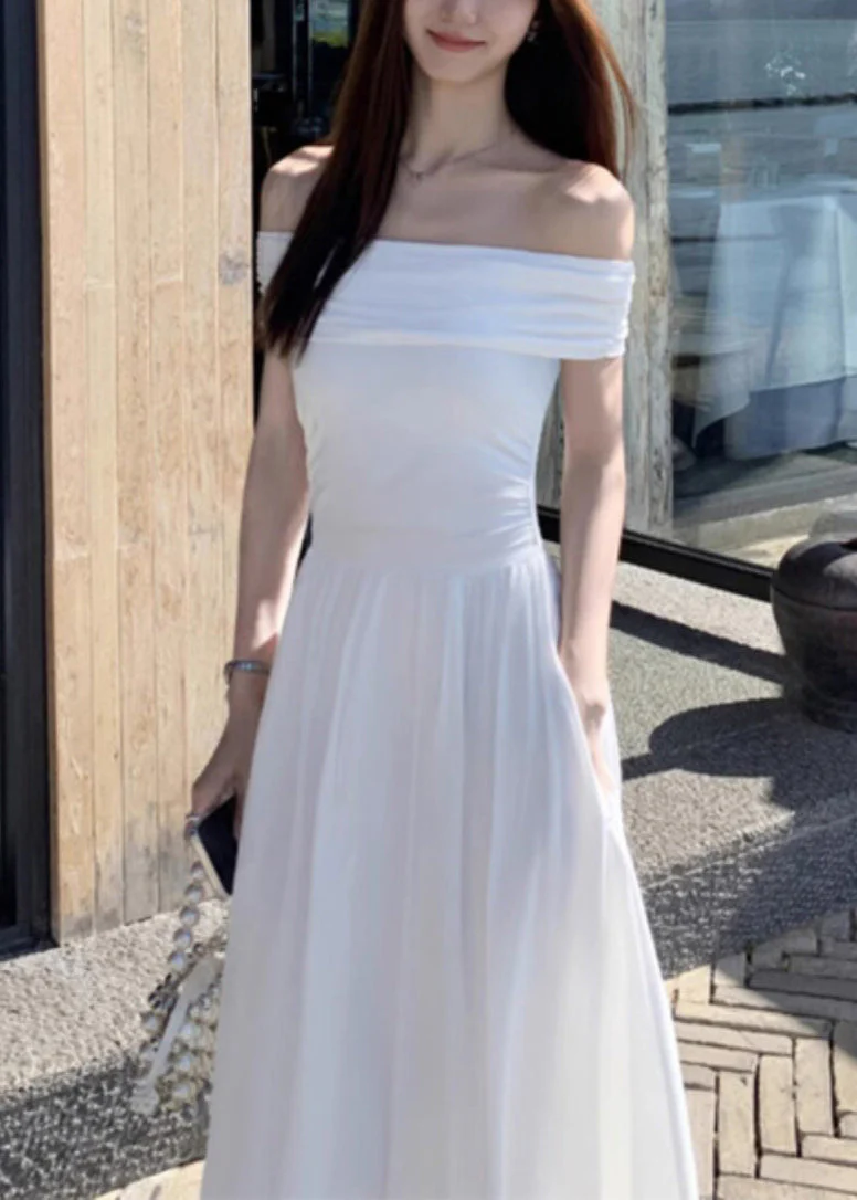 Casual Black Cold Shoulder Silm Fit Cotton Strapless Dress Summer - Image 4