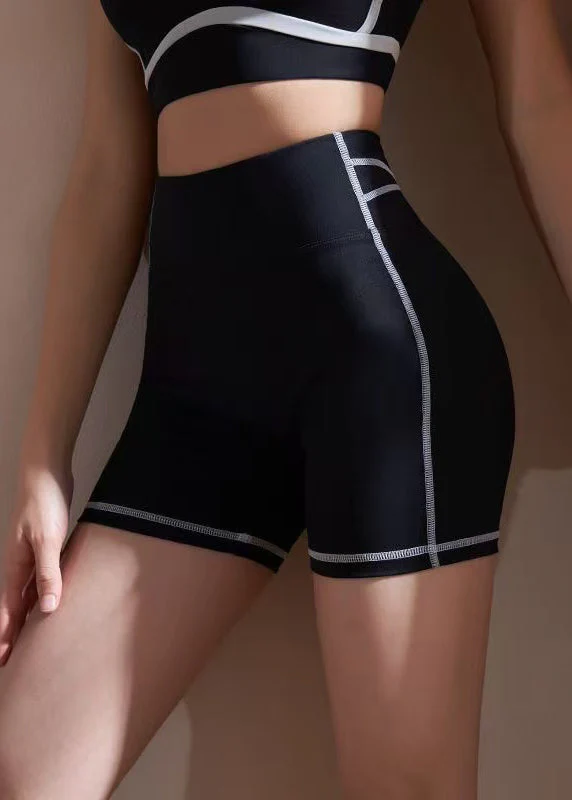 Casual Black High Waist Workout Gym Shorts Running Shorts Riding Leggings - Image 2
