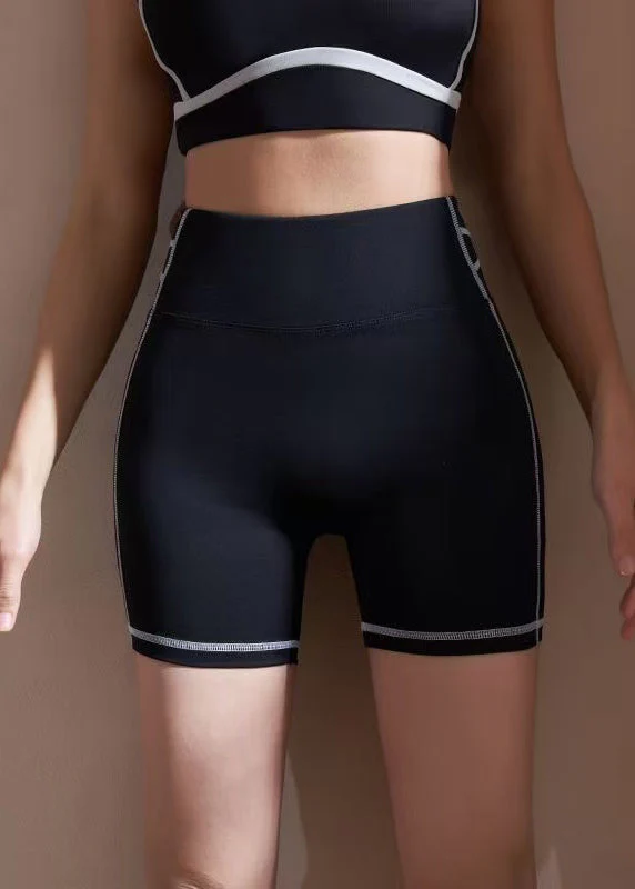 Casual Black High Waist Workout Gym Shorts Running Shorts Riding Leggings - Image 3