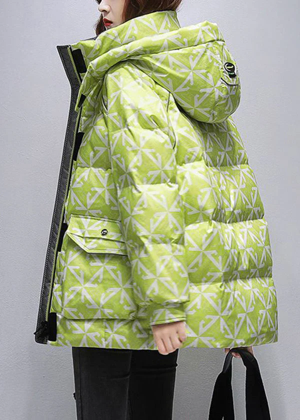 Casual Black Hooded Print Fine Cotton Filled Coats Winter - Image 3