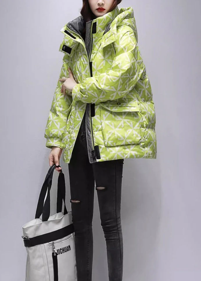 Casual Black Hooded Print Fine Cotton Filled Coats Winter - Image 5