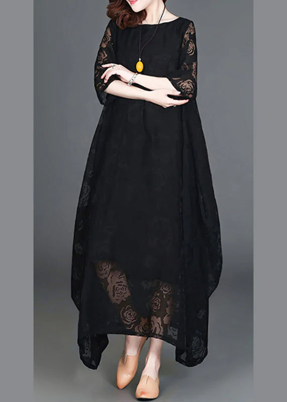 Casual Black Loose Cozy Long Dresses Summer - Image 3