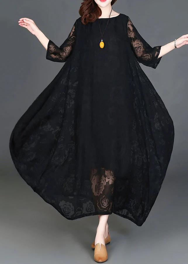 Casual Black Loose Cozy Long Dresses Summer - Image 4