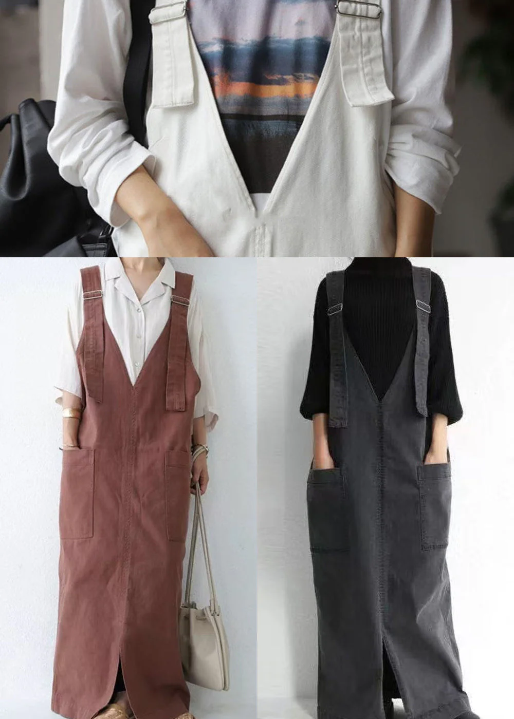Casual Black Oversized Pockets Cotton Maxi Dresses Summer - Image 4