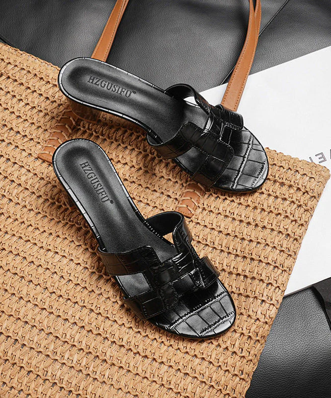 Casual Black Peep Toe Chunky Flip Flops