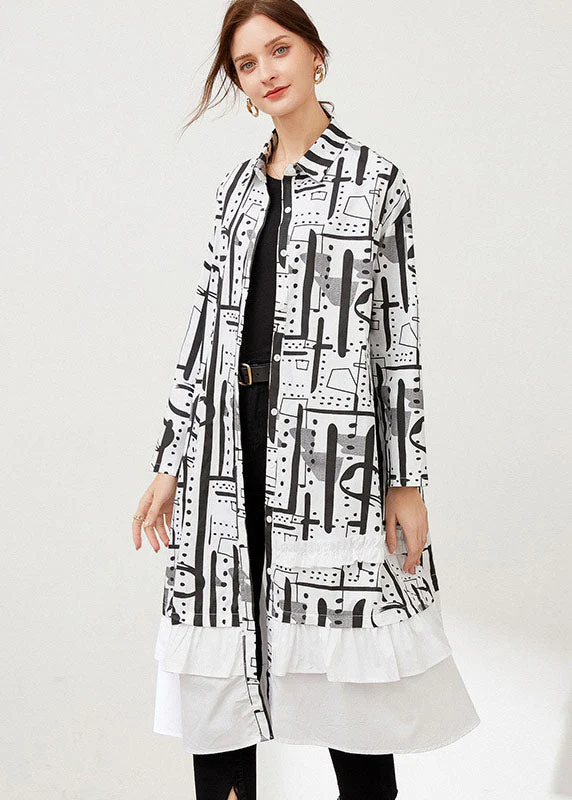 Casual Black Peter Pan Collar Print Cotton shirts Dresses Spring - Image 2