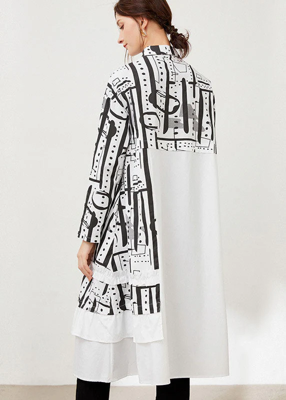 Casual Black Peter Pan Collar Print Cotton shirts Dresses Spring - Image 4