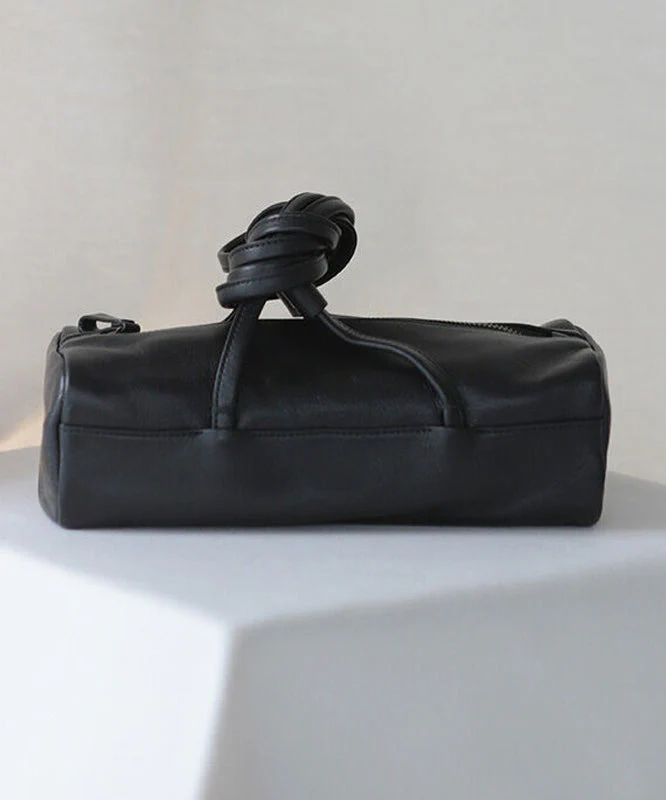Casual Black Rectangle Solid Durable Faux Leather Bucket Bag