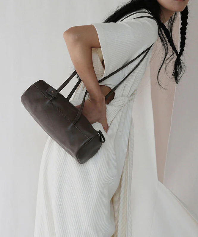 Casual Black Rectangle Solid Durable Faux Leather Bucket Bag - Image 3
