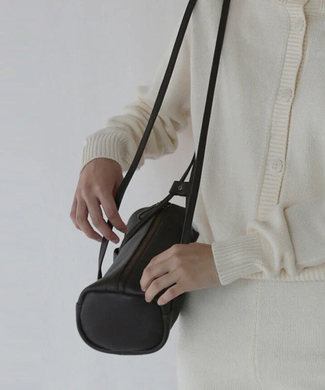 Casual Black Rectangle Solid Durable Faux Leather Bucket Bag - Image 4