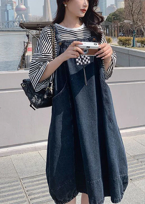 Casual Blue Patchwork Denim Dress 2 Piece Outfit Fall - Image 2