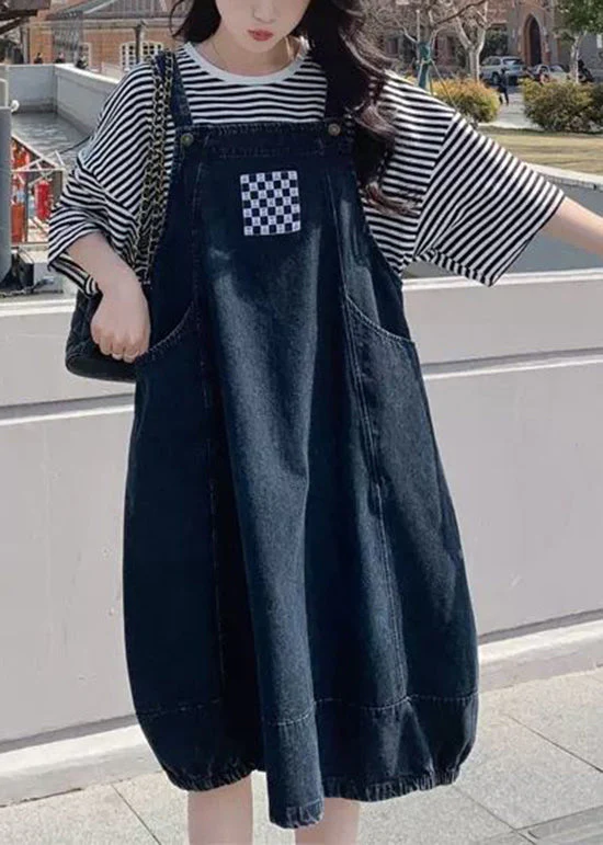 Casual Blue Patchwork Denim Dress 2 Piece Outfit Fall - Image 3