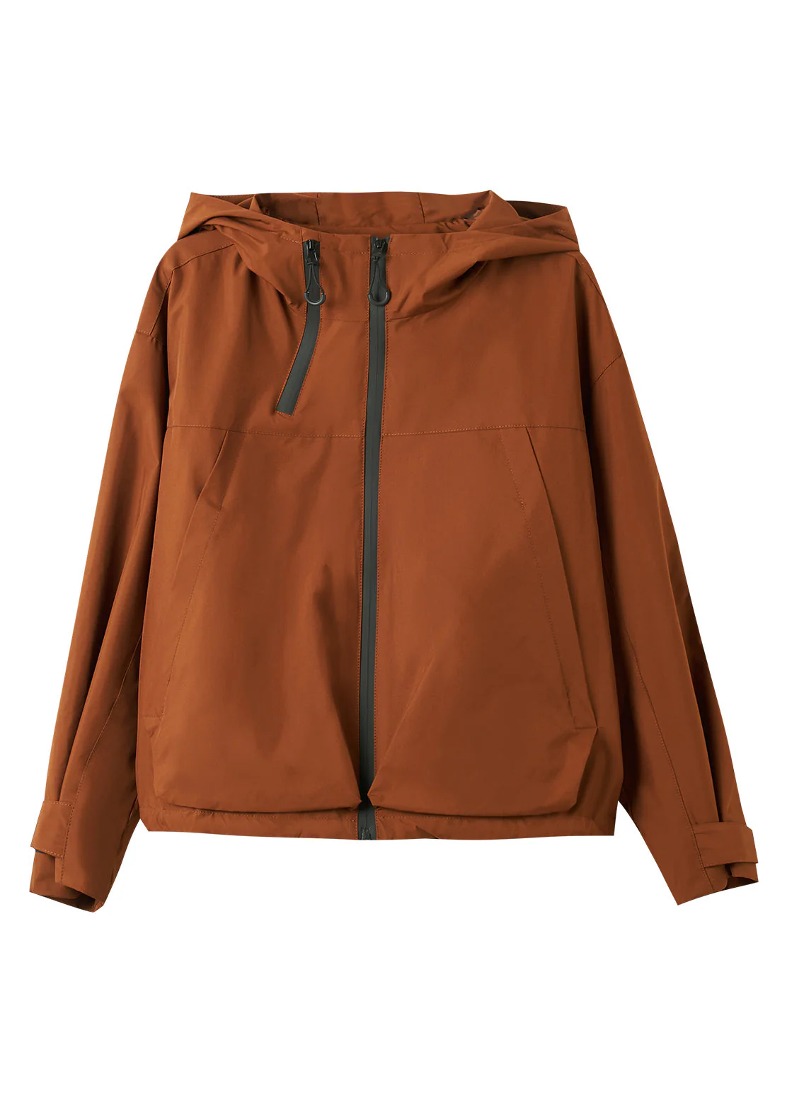 Casual Caramel Zippered Patchwork Hooded Coats Fall - Image 5