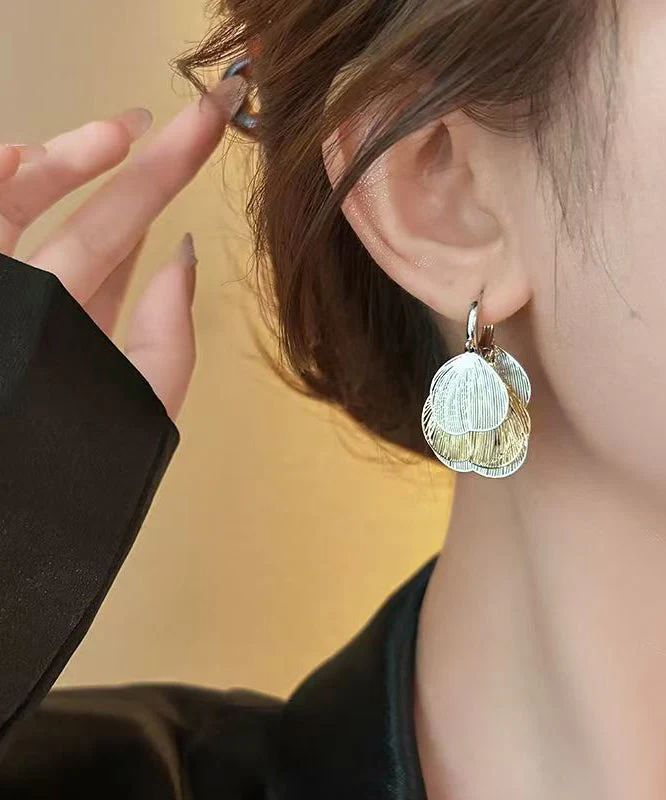 Casual Colorblock Metal Hollow Out Tassel Hoop Earrings - Image 2