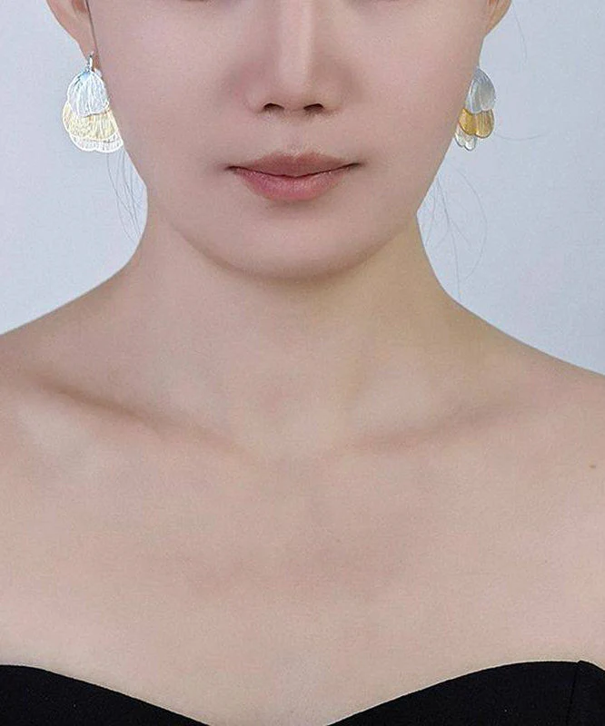 Casual Colorblock Metal Hollow Out Tassel Hoop Earrings - Image 3