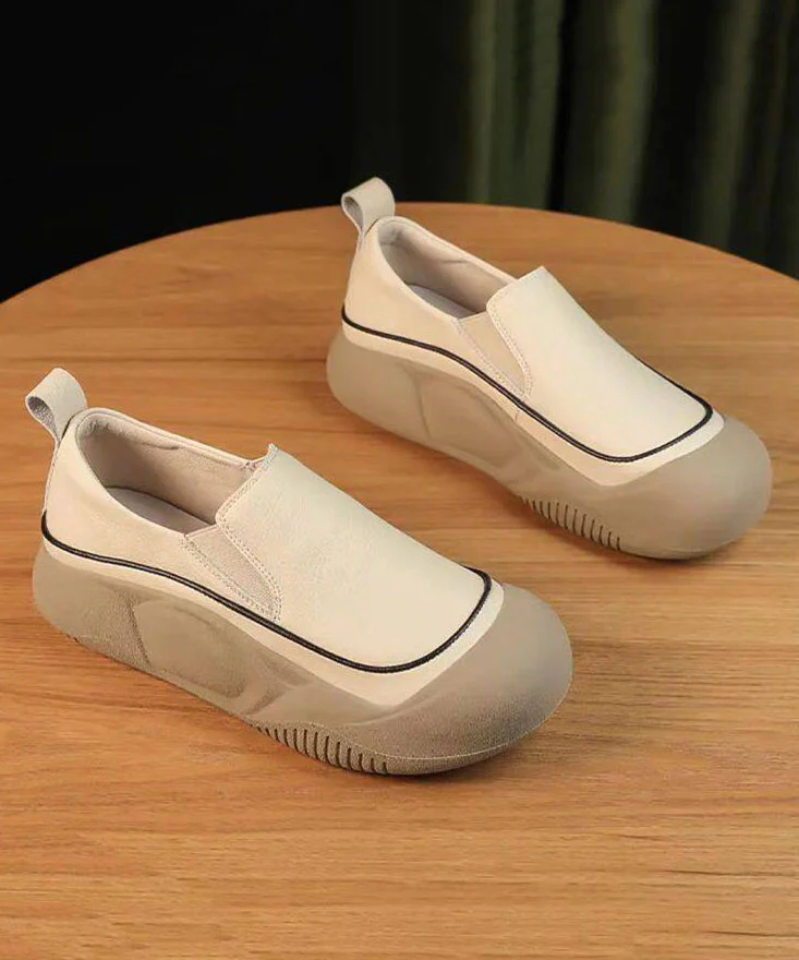 Casual Comfortable Splicing Flat Shoes Black Faux Leather - Image 4
