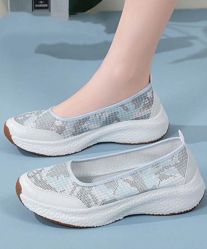 Casual Comfy Platform Flat Shoes Black Breathable Mesh - Image 3