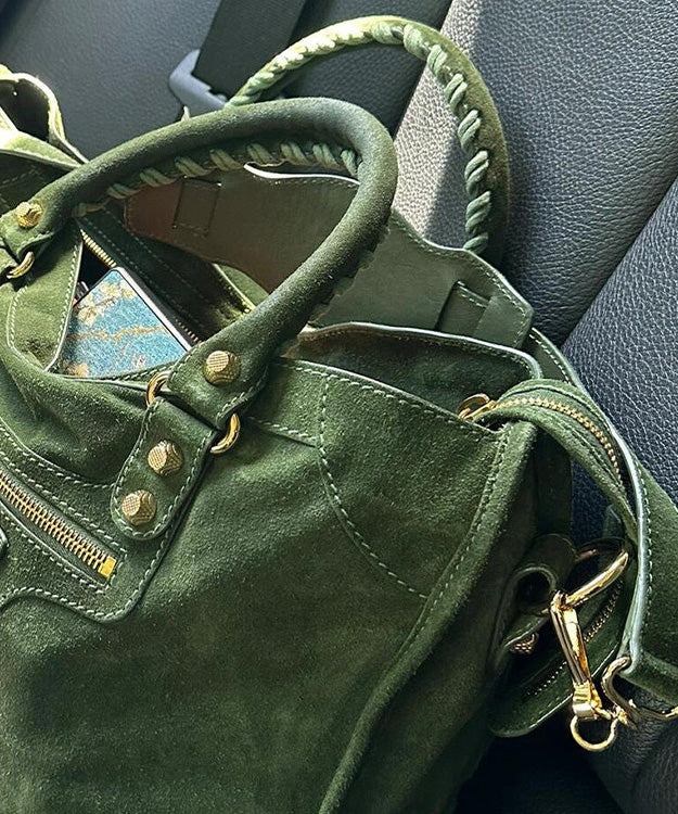 Casual Green Large Capacity Suede Tote Handbag - Image 2