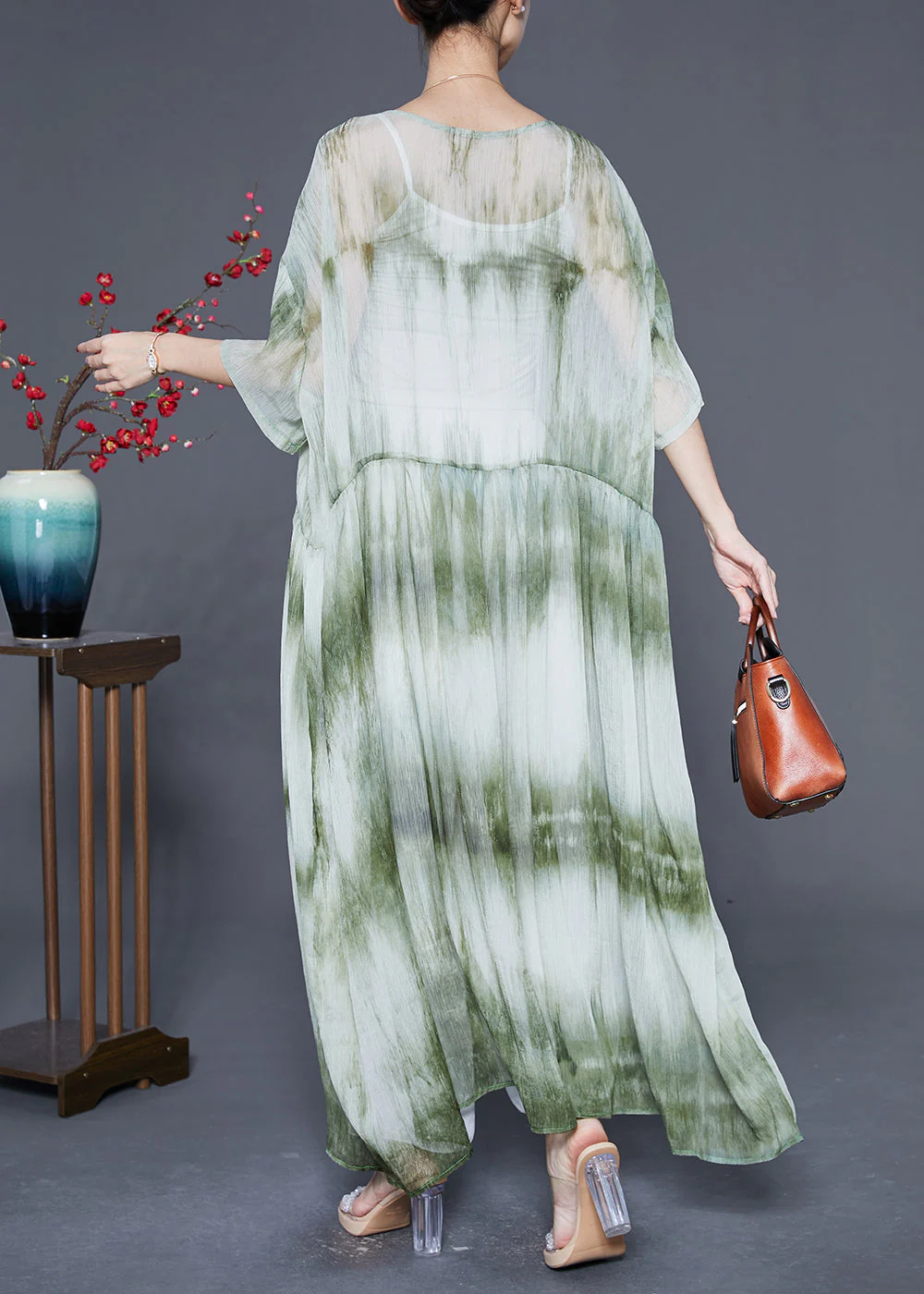 Casual Green Oversized Tie Dye Maxi Dress Summer - Image 4