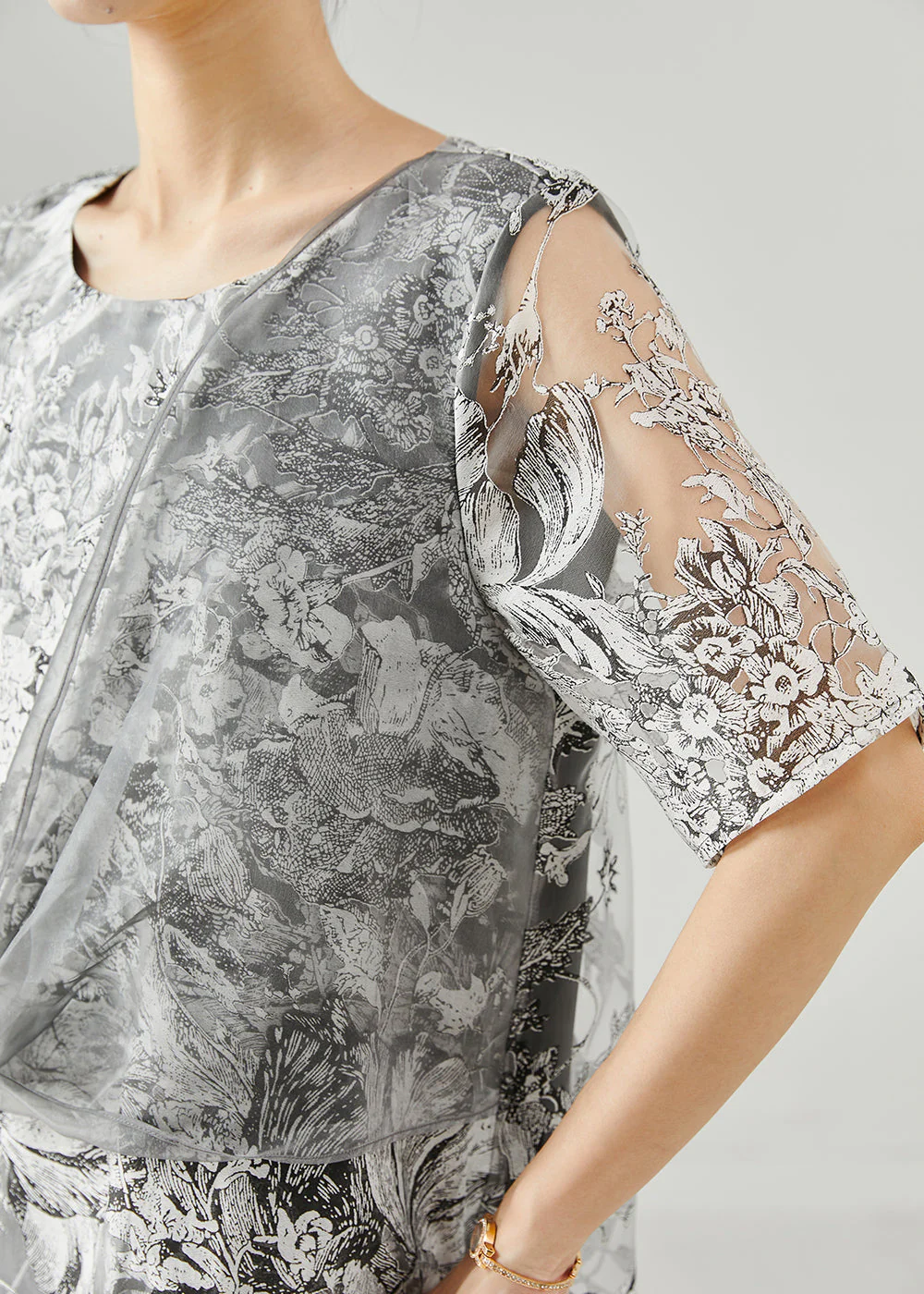 Casual Grey Print Tulle Vacation Dresses Summer - Image 5