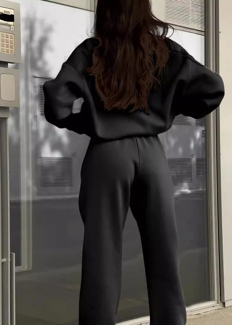 Casual Grey Zip Up Cotton Women Sets 2 Pieces Spring - Image 5