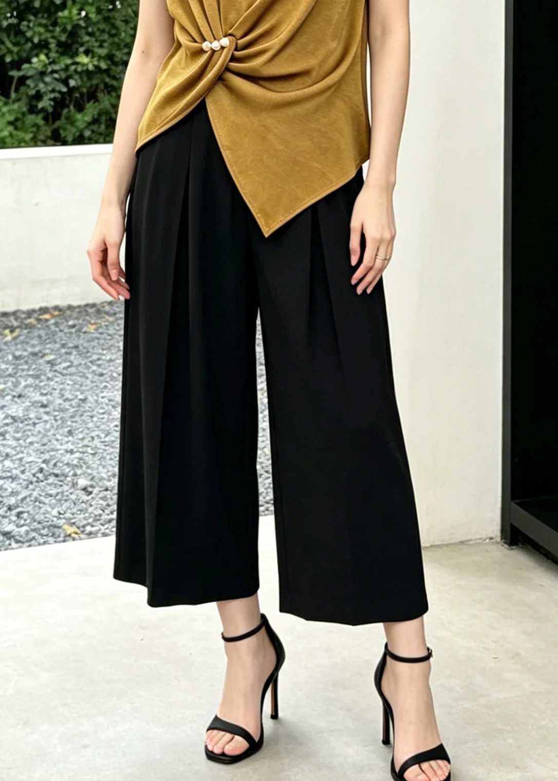 Casual Khaki Asymmetrical Cotton Silk Two Piece Set Women Clothing Summer - Image 4