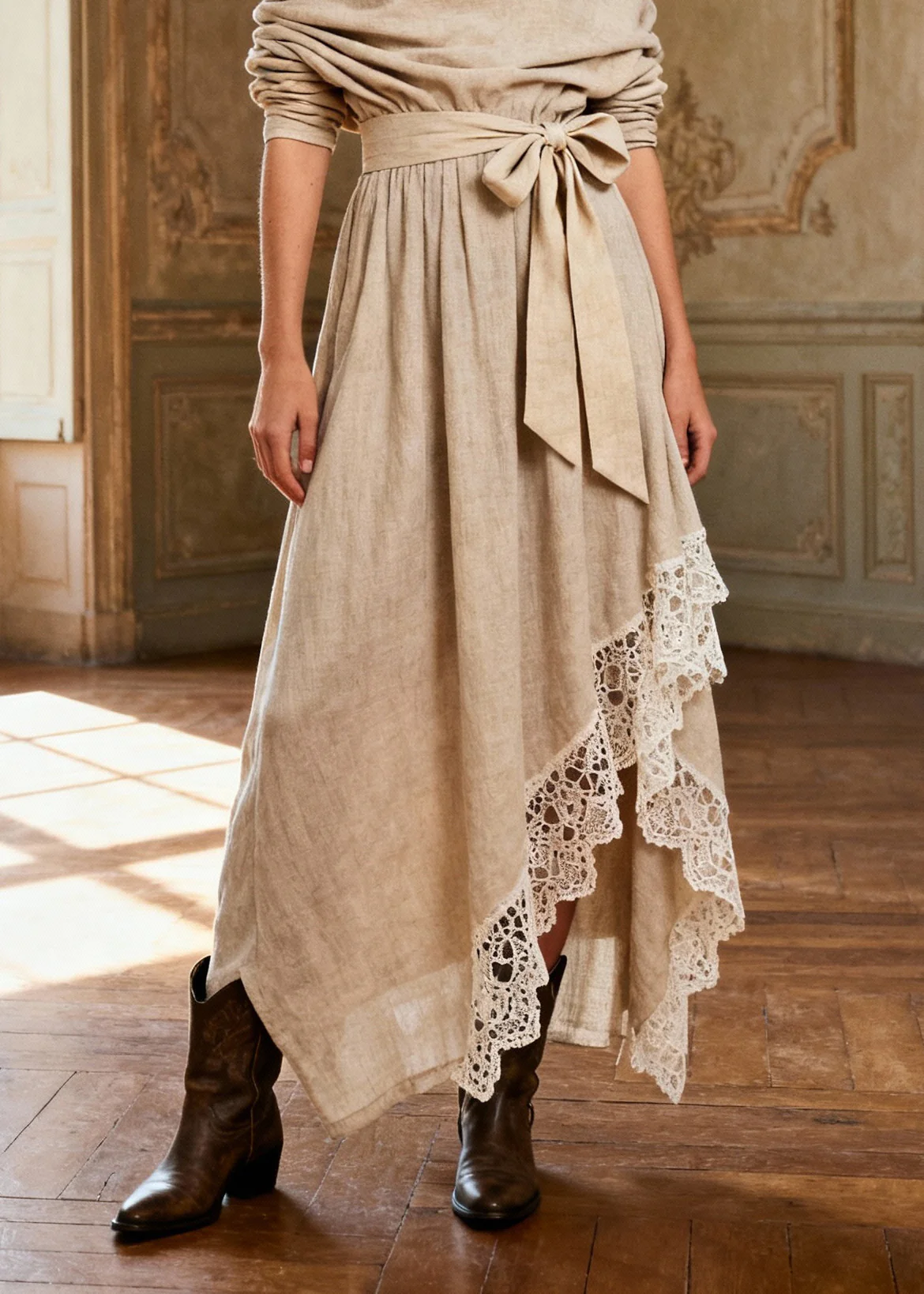 Casual Khaki Asymmetrical One Shoulder Maxi Dresses Spring - Image 4