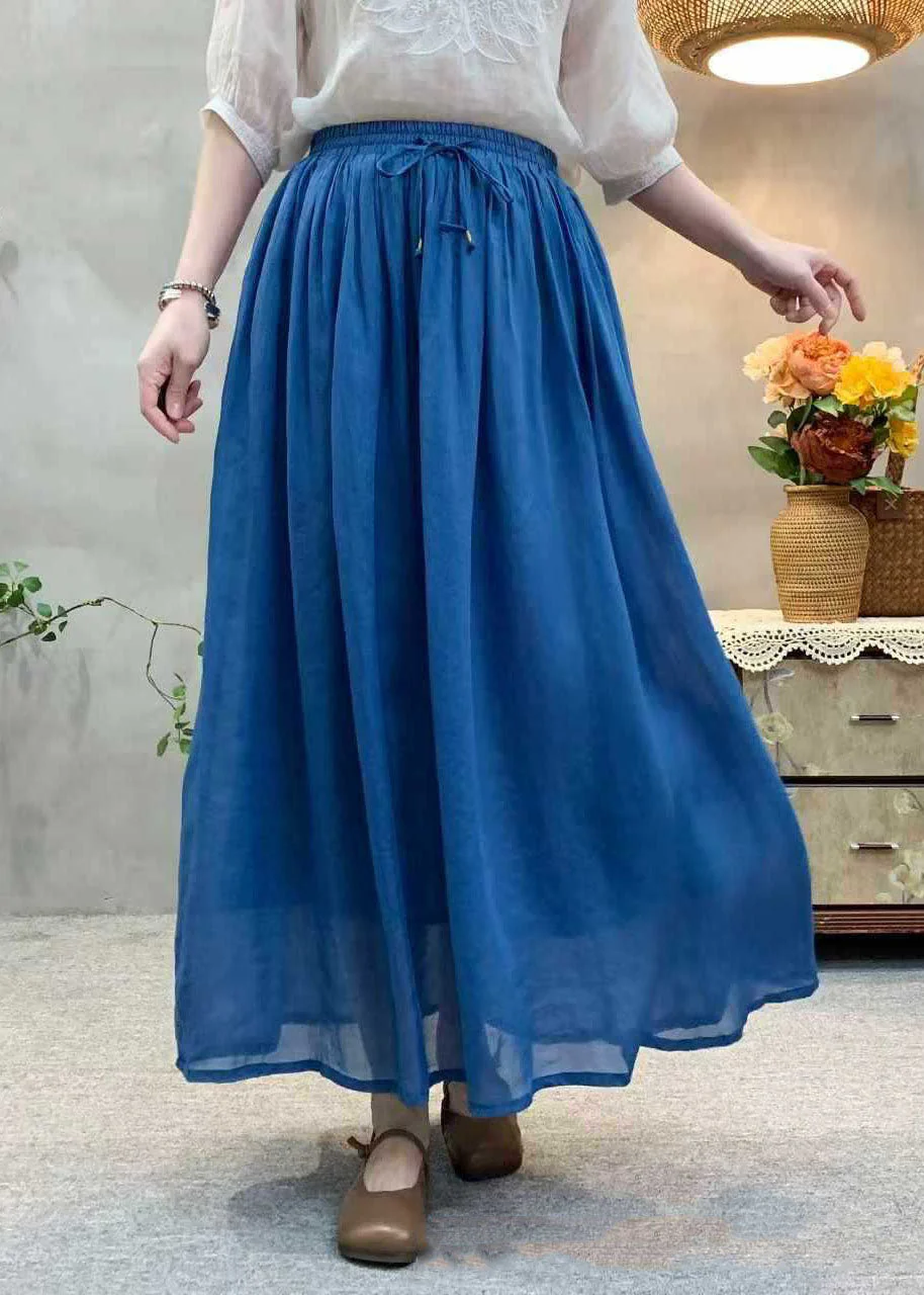 Casual Khaki Wrinkled Elastic Waist Linen Skirts Summer - Image 4