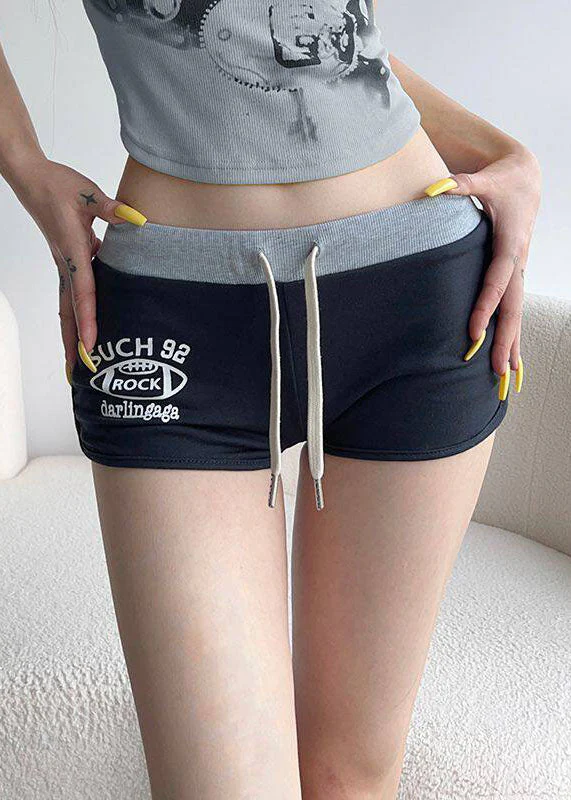 Casual Letter Printed Lace Up Workout Gym Shorts Running Shorts