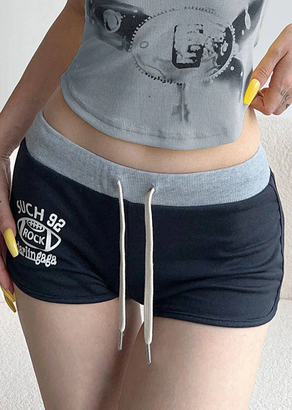 Casual Letter Printed Lace Up Workout Gym Shorts Running Shorts - Image 2