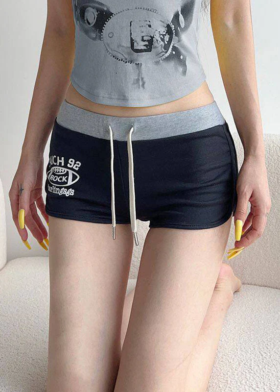 Casual Letter Printed Lace Up Workout Gym Shorts Running Shorts - Image 3