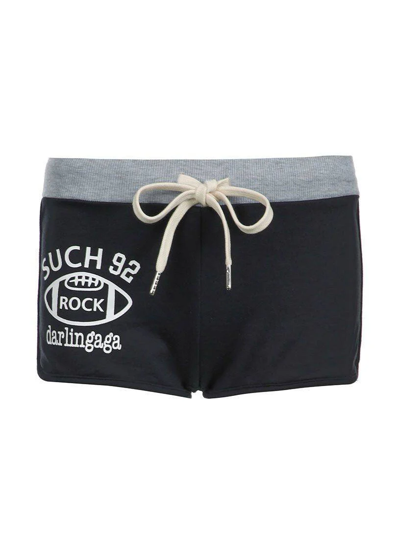 Casual Letter Printed Lace Up Workout Gym Shorts Running Shorts - Image 5