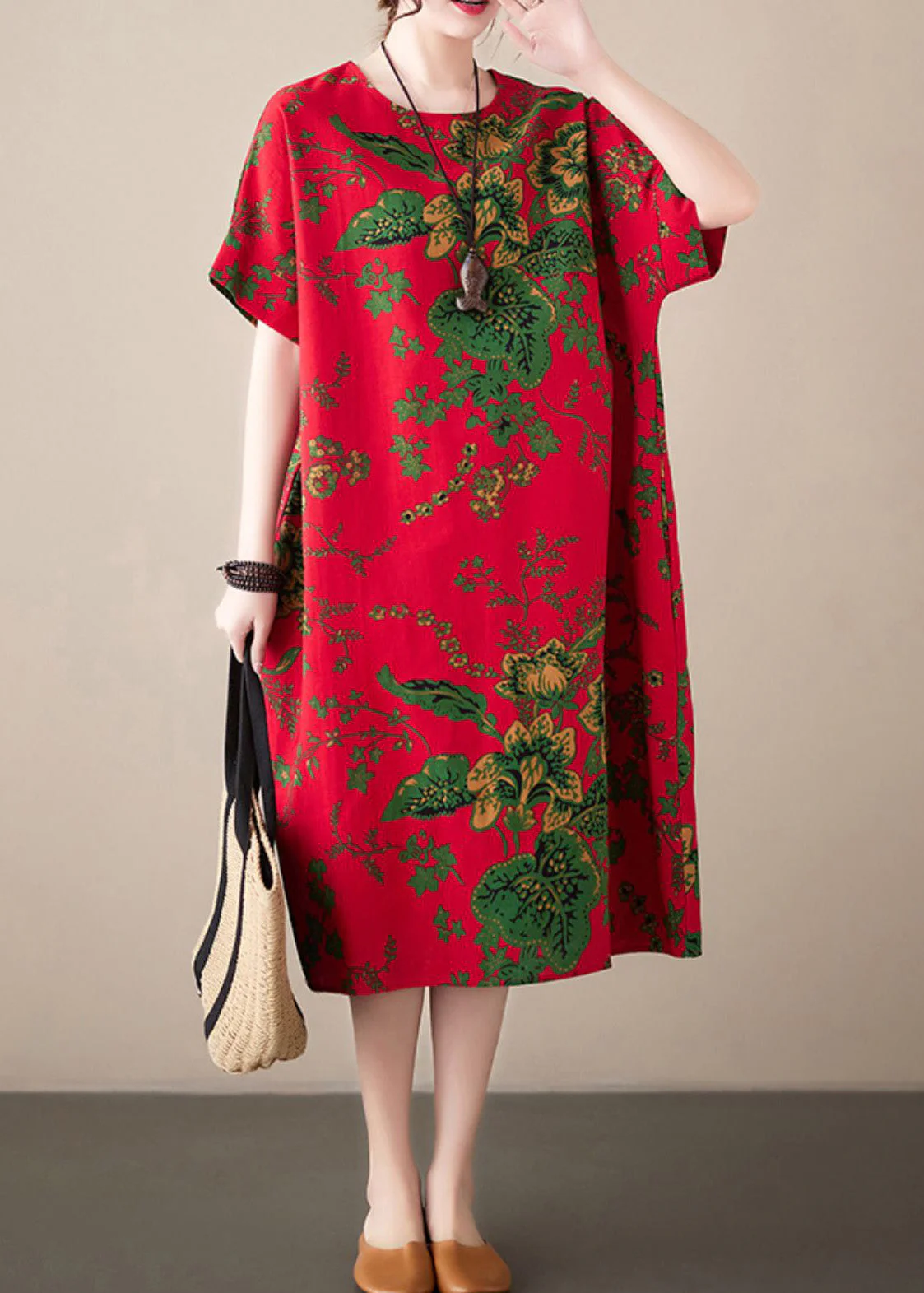 Casual Navy Print Cotton Vacation Maxi Dresses Summer - Image 2