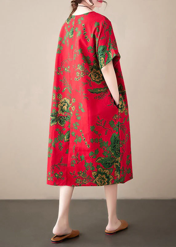 Casual Navy Print Cotton Vacation Maxi Dresses Summer - Image 4