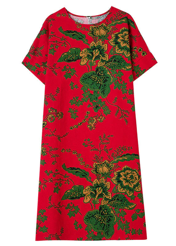 Casual Navy Print Cotton Vacation Maxi Dresses Summer - Image 5
