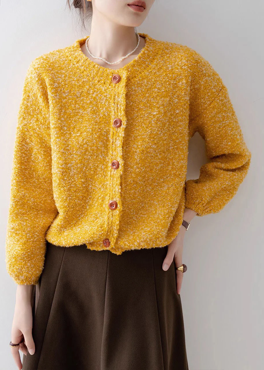 Casual Orange Oversized Warm Knit Cardigan Winter - Image 2