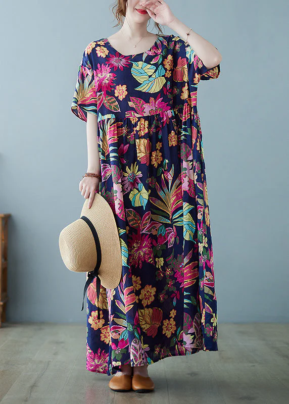 Casual Patchwork Print Holiday Long Dress Summer - Image 2