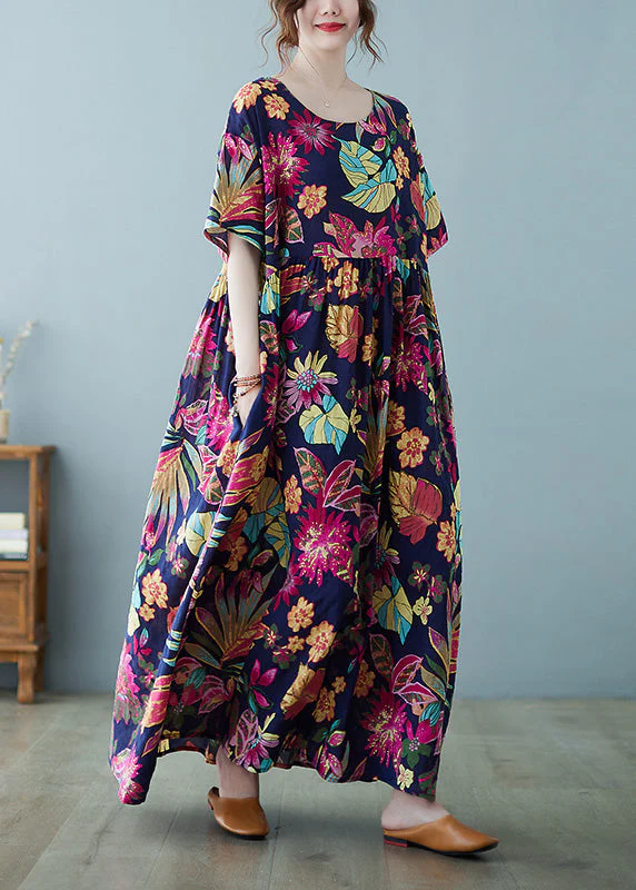 Casual Patchwork Print Holiday Long Dress Summer - Image 3