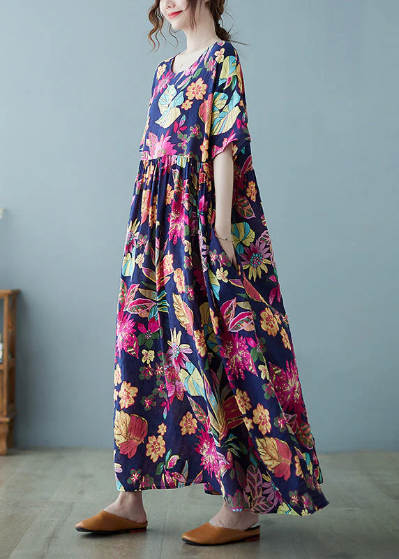 Casual Patchwork Print Holiday Long Dress Summer - Image 4