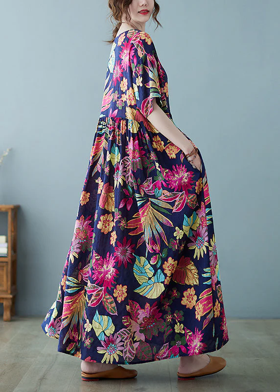Casual Patchwork Print Holiday Long Dress Summer - Image 5